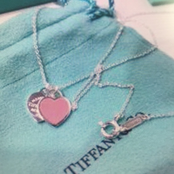Tiffany & Co Pink and Silver Heart Pendant Necklace - Picture 3 of 4